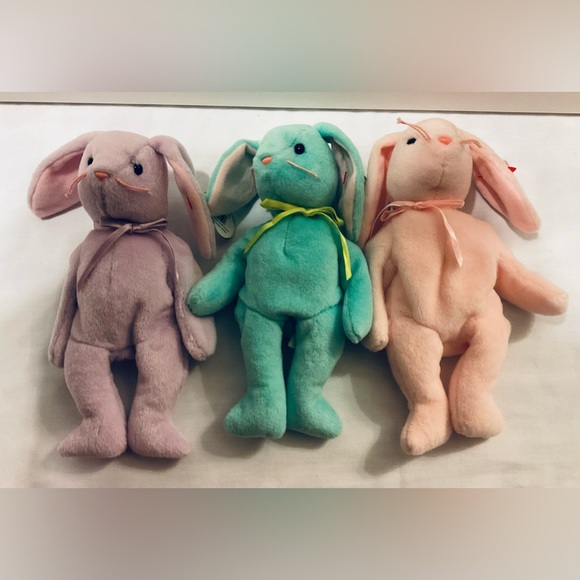 Ty trio of bunny rabbit beanies pair nice for Easter Floppity, Hippity, Hoppity - Picture 4 of 8